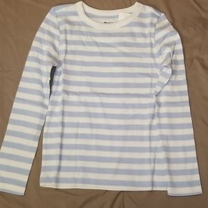 Girls White Stripe Blue Longsleeve Shirt